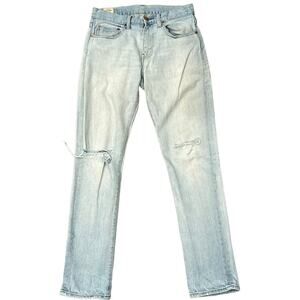 J.Crew Men's 484 Slim Fit Stretch Jean Distressed Light Wash Size 29x32